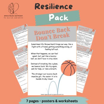 Resilience Activity Worksheets Children Executive Function Autism ADHD Support