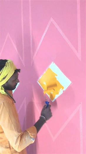 Wall Painting Orenge Color Fast Coat Painting ideas ✅🏡 #wallart #shorts #beautifulwalls #shortsfeed