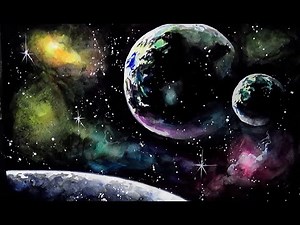 (수채화 기초) 우주 배경 쉽게 그리기 / 과학상상화 / 수채화 / Easily draw to space background / Pintura espacial/ 초등미술/ 중등미술