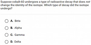 Suppose cobalt-60 undergoes a type of radioactive decay that do... | Filo
