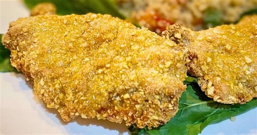 Frango empanado crocante sem trigo e sem fritar, saudável