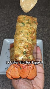 Let’s make a stuffed lobster tail with shrimp and crab #stuffedlobster #dinnerideas #foodie #eggroll