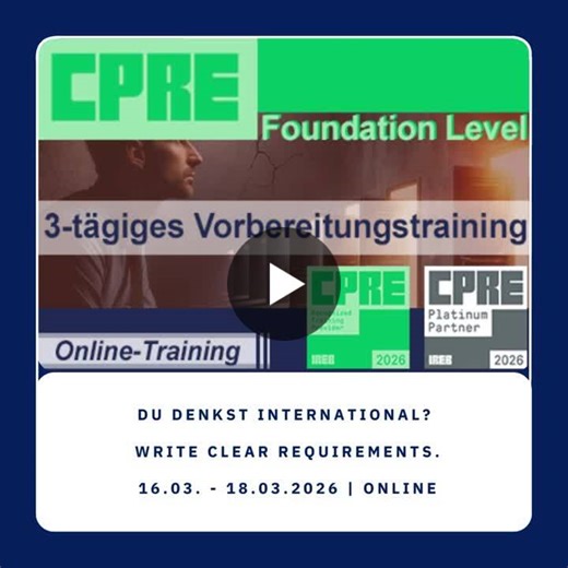 #requirementsengineering #cpre #foundationlevel #weiterbildung #sophist | SOPHIST GmbH