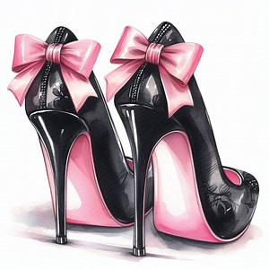 Watercolor High Heels Clipart Bundle Black and Pink High Heels Clip Art Womens Shoe Images Wedding Bridal Bridesmaid Downloadable Printable - Etsy