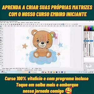 🔰 Deseja aprender Embird do zero? Com nosso curso, você vai descobrir que programar suas próprias matrizes não precisa ser difícil. 👉 Mesmo sem experiência, você aprende passo a passo: manuseio, funções essenciais e como transformar imagens em matrizes prontas para bordar. Dê o primeiro passo para sua independência no bordado! ➡️ Clique em “Saiba mais” e comece hoje mesmo. | Cinthia Bordados