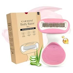Carmesi Body Razor Mini for Women | 5-Blade Precision Shaving | Aloe Vera & Vitamin E Lubrication Strip | Travel Case Included | Smooth, Gentle Hair Removal for Sensitive Skin