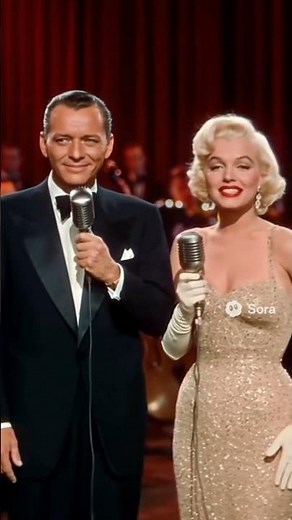Frank Sinatra singing with Marilyn Monroe on stage