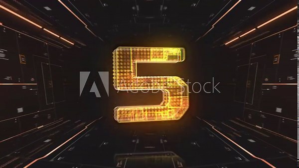 digital Countdown 3D Intro Animation, Number Counter Video.10-1 and start