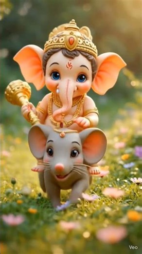 Cute Little Ganpati Bappa with Mushak 🐭🙏 Jai Ganesh Deva ❤️#trending#ytshorts#bhakti#devotional