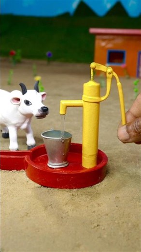 DIY Mini Handpump and Cow Rural Life Mini Project with nature sounds (ASMR)