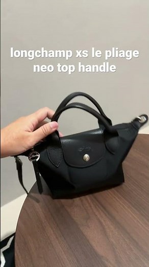 review longchamp xs le pliage neo top handle bag black !! ❤️