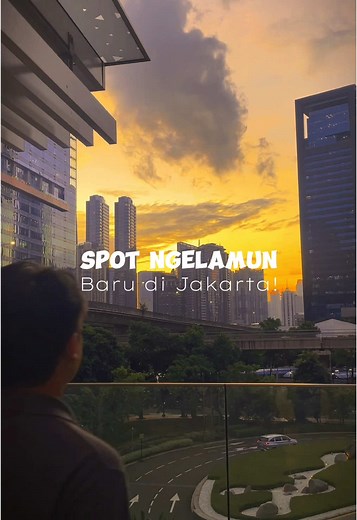Spot sunset cantik latar view LRT Jakarta. ☀️🏙️ 📍Trinity Tower, Jakarta #JakartaSunset #HiddenGem #LRTJakarta