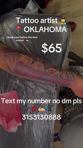 Dm with what you want I gottu 📞 text 3153130888 for pricing and booking appointment Located 📍 Oklahoma Text let’s work I do full sleeve Half sleeve Cover up Symbol Image Name And all others At affordable prices From $30-$$$$$ #tattoo #male #states #oklahoma #oklahomatattooartist