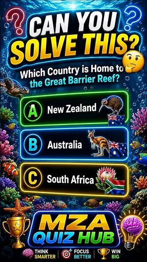 🌊Can You Solve This | Which Country Is Home to the Great Barrier Reef?🤯 #Quiz #GKQuiz #QuizChallenge
