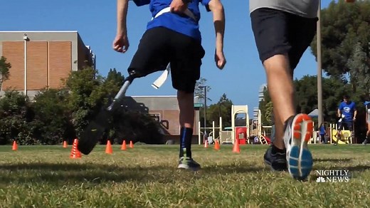 The Challenged Athletes Foundation provides grants to Paralympians and others, supporting athletes like Ironman competitor David Rozelle, who lost part of his leg while serving in Iraq, and 6-year-old David Fangerow who dreams of running races. | NBC Nightly News with Tom Llamas