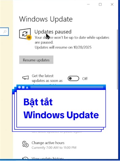 Bạn có khó chịu khi Windows 10 hoặc Windows 11 tự động cập nhật, làm máy chậm hoặc restart đột ngột? Trong video này, mình sẽ hướng dẫn chi tiết cách bật hoặc tắt Windows Update trên cả Windows 10 và Windows 11. ✅ Tắt cập nhật Windows tạm thời hoặc vĩnh viễn. ✅ Bật lại Windows Update khi cần thiết. ✅ Các cách thực hiện: dùng Settings, Services, Group Policy, Registry. Video này phù hợp cho những ai muốn kiểm soát hoàn toàn việc cập nhật hệ thống, tránh lỗi, tiết kiệm dung lượng, và giữ máy tính 