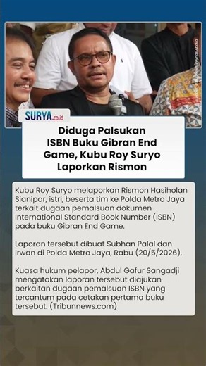 Rismon Sianipar Dilaporkan Roy Suryo soal Dugaan ISBN Palsu Buku Gibran End Game