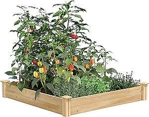 Greenes Fence Original Cedar Raised Garden Bed, 4' x 4' x 7" - Made in USA with North American Cedar
