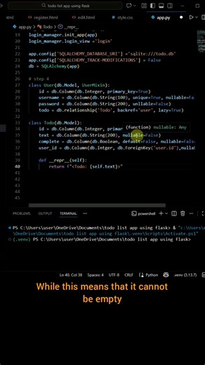 #coding part 19 of creating a Todo list app using flask framework