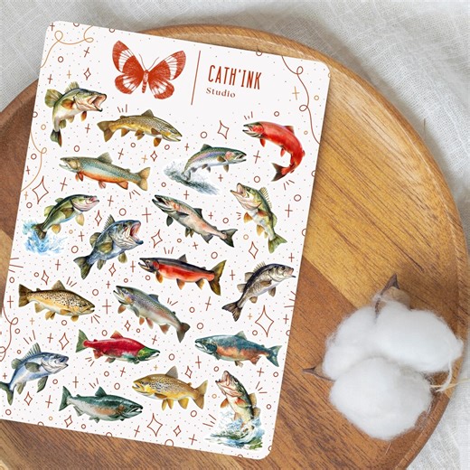 FISH Planner Stickers | Fishing & Freshwater Fish Stickers | Nature Journaling - Etsy