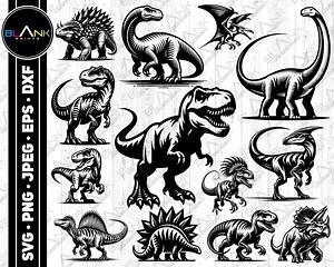 Dinosaur Vector Bundle: T-rex, Silhouette (svg, Png, Jpg, Eps, Dxf) - Etsy