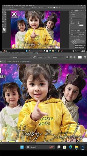 ✅ Birthday Poster ✍🏻Design in Photoshop 2025 🔥 !! Computer Expertise Danish #shortsvideo #ytshorts