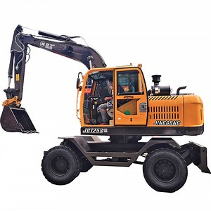 [Hot Item] Full Hydraulic Digging Machine Digger 360 Degree Rotating Wheel Excavator with Bucket, Grapple