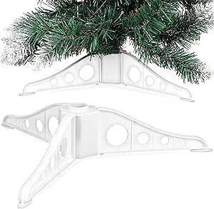 BESPORTBLE Christmas Tree Stand, Folding White Artificial Christmas Tree Base Christmas Fake Tree Holder Xmas Tree Stand DIY Craft Supply for Artificial Trees