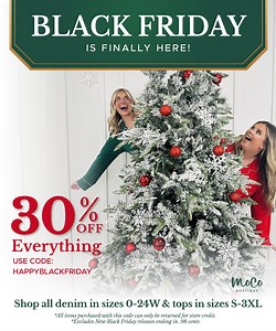 14 reactions | This only happens once a year!!  30% OFF EVERYTHING including ALL DENIM and TOPS + brand new arrivals!!  Use Code: HAPPYBLACKFRIDAY at checkout! ** Sale excludes Black Friday Steals! | MOCO Boutique | Facebook