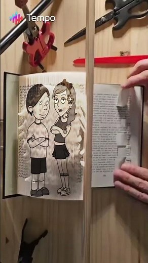 Caillou and Gina hidden in thousands of folds #shorts #bookart #satisfying