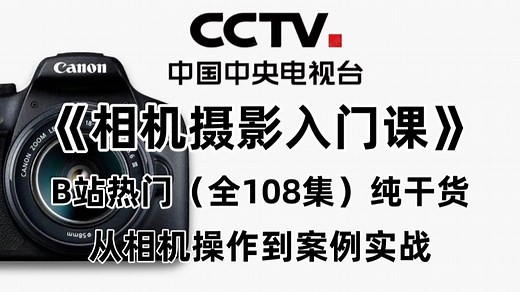 【摄影教学】目前B站最适合新手小白的相机摄影入门教程，整整108集，手把手带你从相机操作到案例实战，全程直击重点不讲废话！（摄影新手快速入门）_哔哩哔哩_bilibili