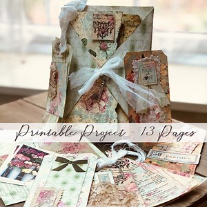 Tri Fold Folio Junk Journal / Vintage Letters and Roses Folder Design / Printable Digital Kit / by Boho Love / Kit No. 150 - Etsy