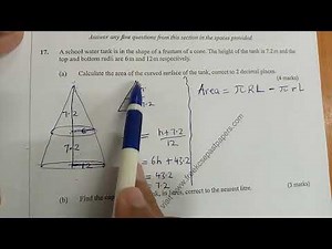 KCSE 2018 - VOLUME OF A FRUSTUM