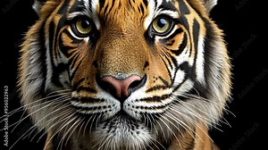 Majestic tiger portrait captured in stunning detail in a dark studio setting