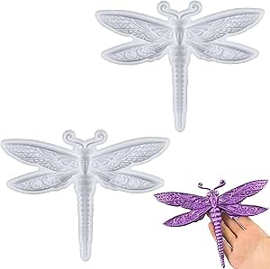 3D Crystal Insect Silicone Mold 2pcs Dragonfly Resin Mold for Epoxy/UV Resin Casting, DIY Craft Hanging Ornament Art Decors for Living Room Resin Craft Mold Lovers Gift Home Bedroom Wall Decors