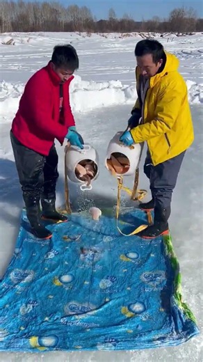 Outdoor fishing yielded a bountiful harvest.village fish in ice caves#fishing#trending #viralvideo