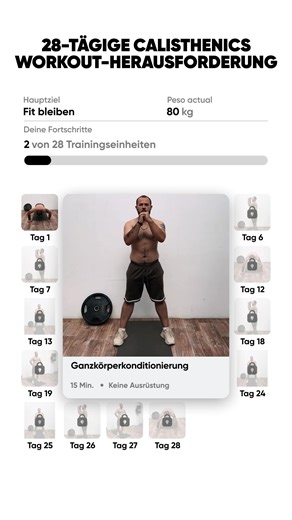 28-TAGE-KALISTHENIK-CHALLENGE für Sie:   Verbrennt Kalorien  Ausdauertraining  Stressabbau  Heben Sie Ihre Stimmung! Machen Sie das 1-Minuten-Quiz  | 28 Day Challenge Better you | Facebook