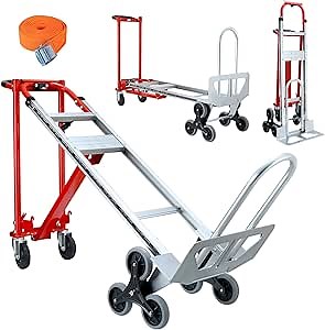 3 in 1 Stair Climbing Dolly Cart with Wheels 1000LBS(Red) | Convertible Hand Truck,Stair Dolly Climber Heavy Duty with Solid Wheels for Moving,Transport in Warehouses,Factory