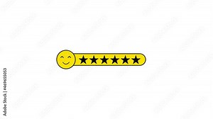 Linear icon. Five Stars. Customer review rating. Happy emoticon. Quality line. Flat design. Stars rating icon set. Social media. Smile face line design. Linear set. Motion graphic.