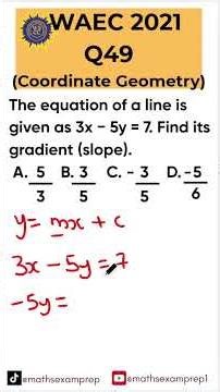 WAEC 2021 MATHS Q49 l COORDINATE GEOMETRY #shorts