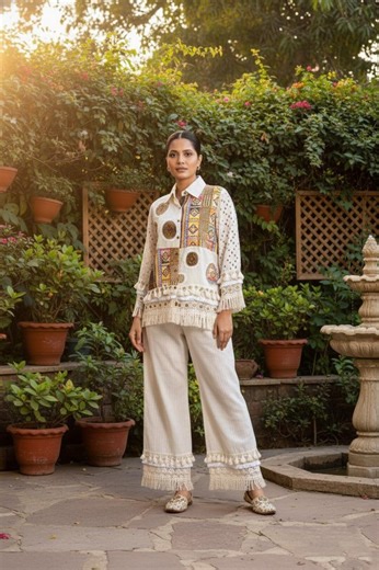 Boho Patchwork Cotton Set, Embroidered Shirt & Wide Leg Trousers, Cotton Comfortable Sets for Women, Dress for Her - Etsy