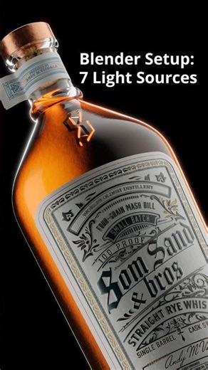 Blender Setup: 7 Light Sources for Whiskey Bottle #3d #3dblendered #cgi #whiskey #3dlighting