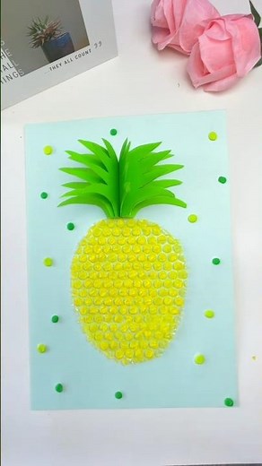 DIY Pineapple Craft with Bubble Wrap | Fun & Easy Summer Art!#diy #recycledart #artandcraft #art