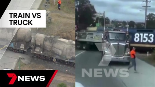 Dramatic moment truck and train collided at level crossing near Picton