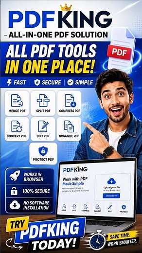 PDFKing: All-in-One PDF Tool 🔥 Merge, Convert, Compress & Edit PDFs FREE! #shorts #viral #trending