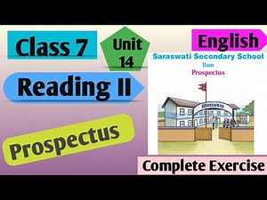 Class 7 English | Unit 14 Reading ii Prospectus | English Class 7 Unit 14 Saraswati Secondary School