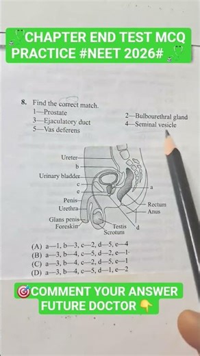 282-CHAPTER END TEST #DREAM MBBS FROM AIIMS DELHI MOTIVATION #NEET 2026# COMMENT YOUR ANSWER #DOCTOR