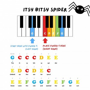 Itsy Bitsy Spider Piano Sheet Music: Color Coded, Beginner Friendly (PDF) - Etsy