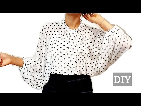How to make a batwing style tie neck blouse/top. Easy/beginner sewing project.Cutting & stitching