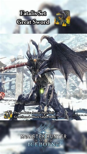 GGshowcase on Instagram: "Fatalis Set - Great Sword [MHW: Iceborne] #monsterhunter #gaming #showcase #armor #weapon #reels #dragon"